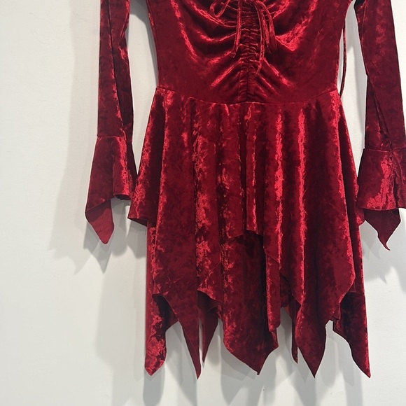 Current Mood Gothic Red Velvet Vamp Fairy Dress Mini women size small new w tag - Picture 3 of 6